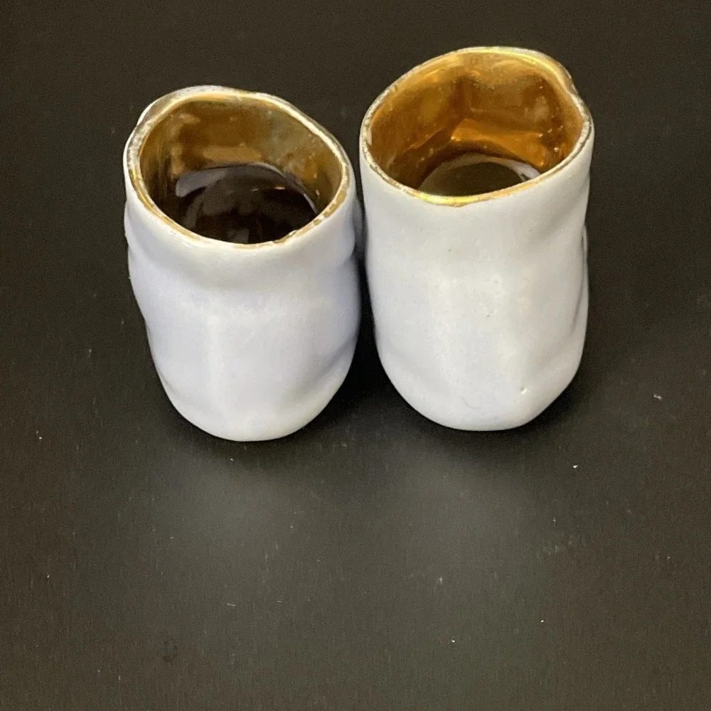 Vintage Ceramic Baby Shoes Booties Planters Blue Unmarked Nursery Shower‎ Decor